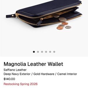 Lo Magnolia Navy Leather Wallet